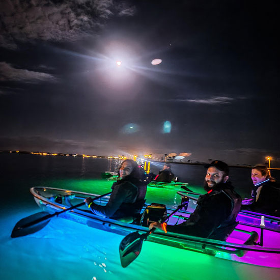 kayaking at night