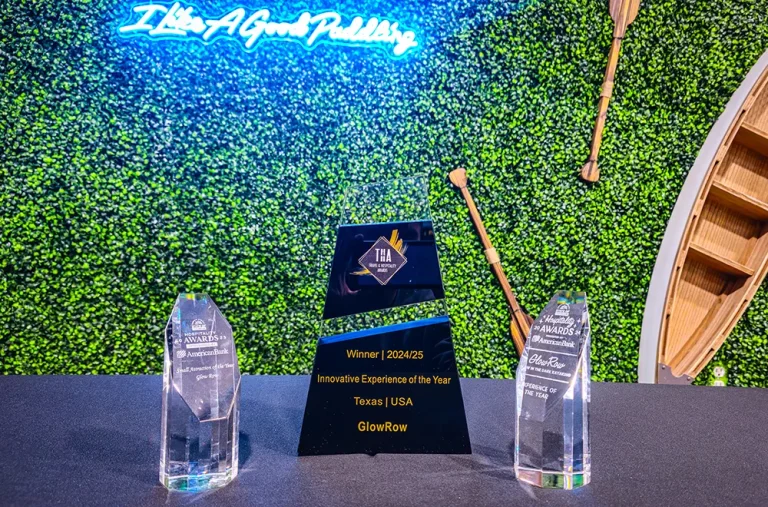 awards on a table